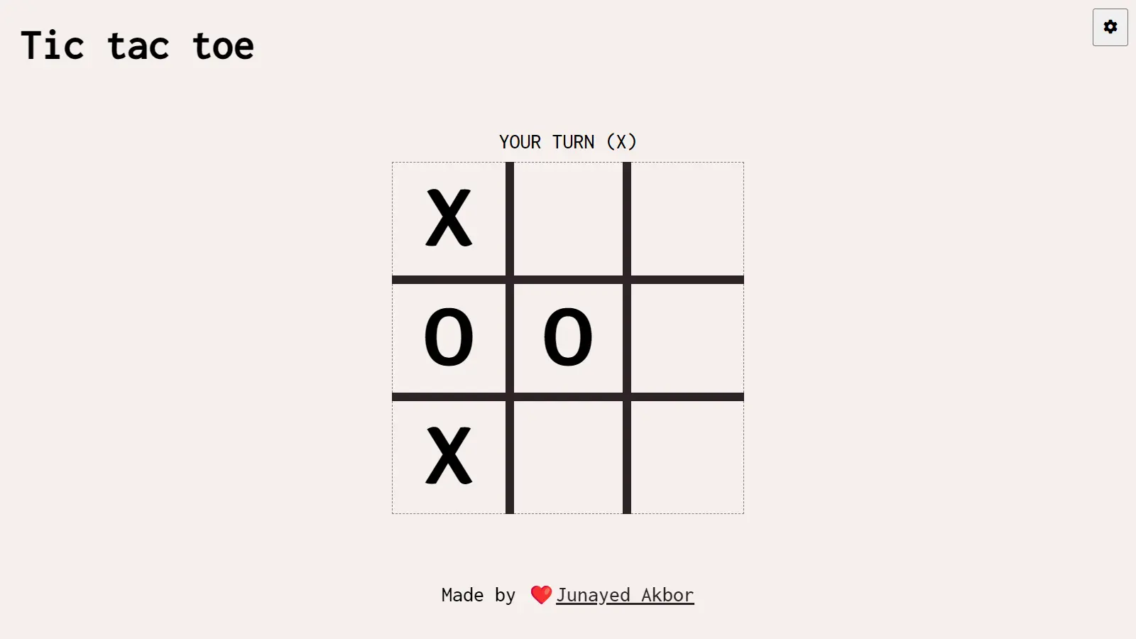Tic Tac Toe Game